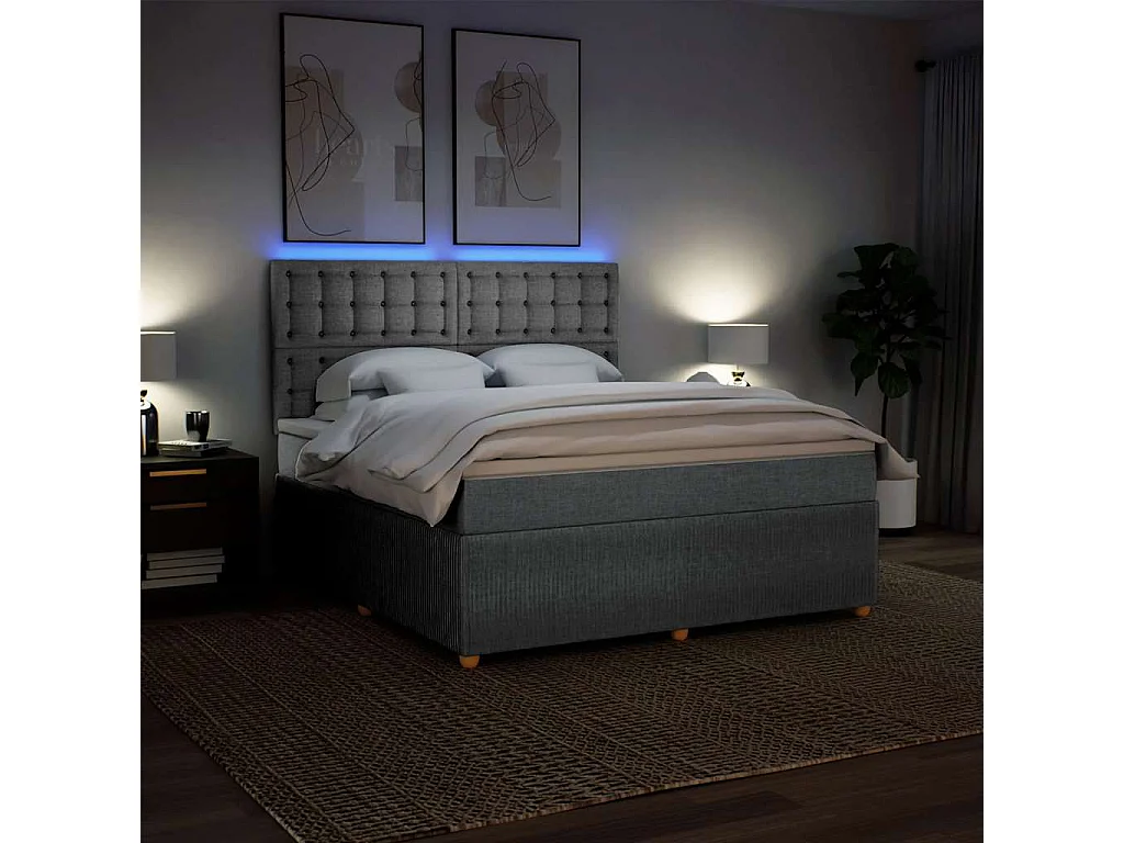 Sommier à lattes de lit avec matelas Gris clair 180x200cm Tissu