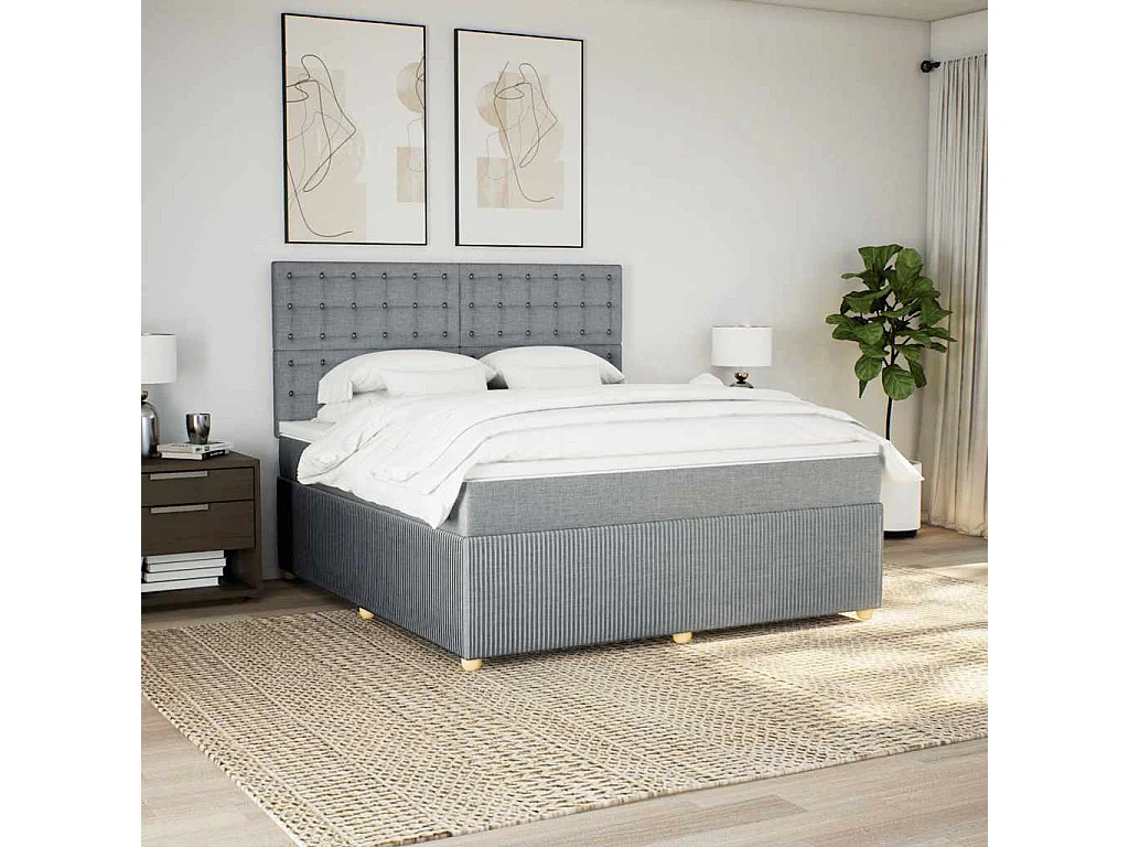 Giroletto a Molle con Materasso Grigio Chiaro180x200 cm Tessuto