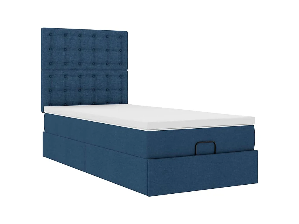Cama otomana com colchão 90x200 cm tecido azul