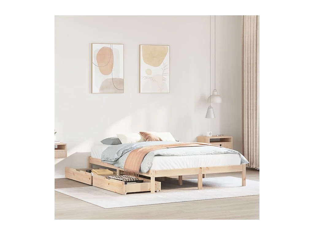 Cadre de lit sans matelas 160x200 cm bois massif de pin