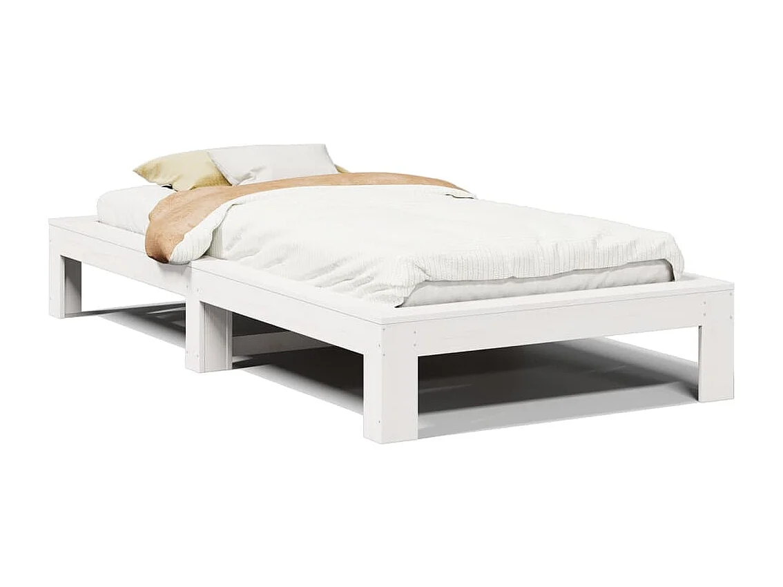 Bedframe zonder matras massief grenenhout wit 140x200 cm