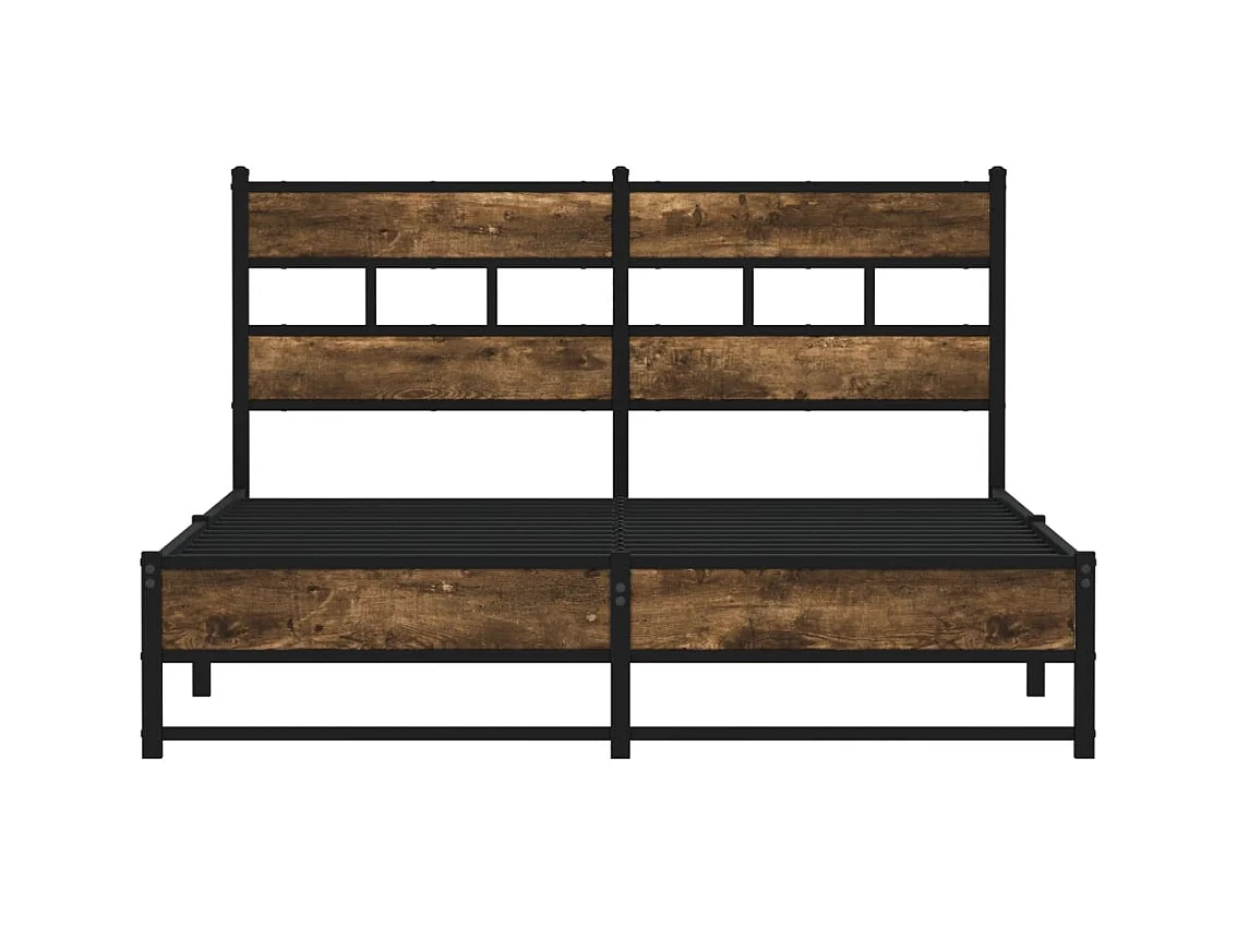 Cadre de lit en métal sans matelas chêne fumé 140x200 cm
