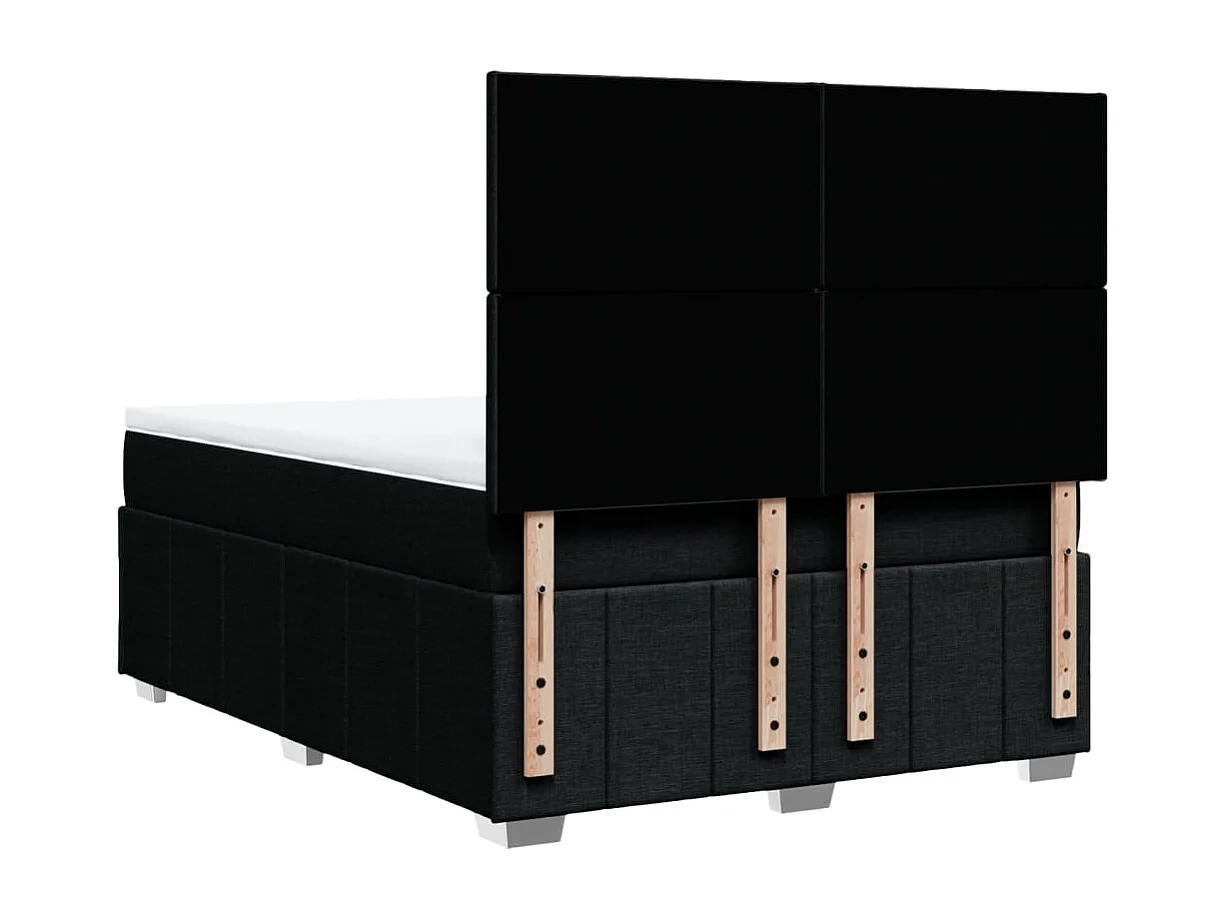 Sommier à lattes de lit avec matelas Noir 160x200 cm Tissu