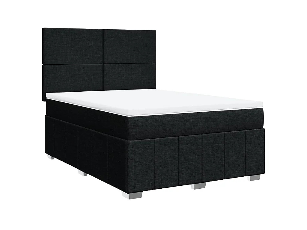 Sommier à lattes de lit avec matelas Noir 160x200 cm Tissu