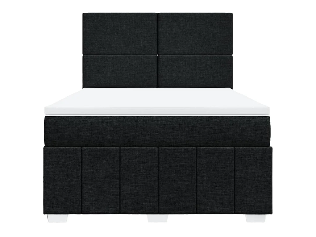 Sommier à lattes de lit avec matelas Noir 160x200 cm Tissu