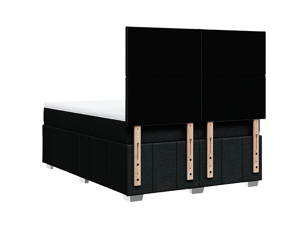 Sommier à lattes de lit avec matelas Noir 160x200 cm Tissu
