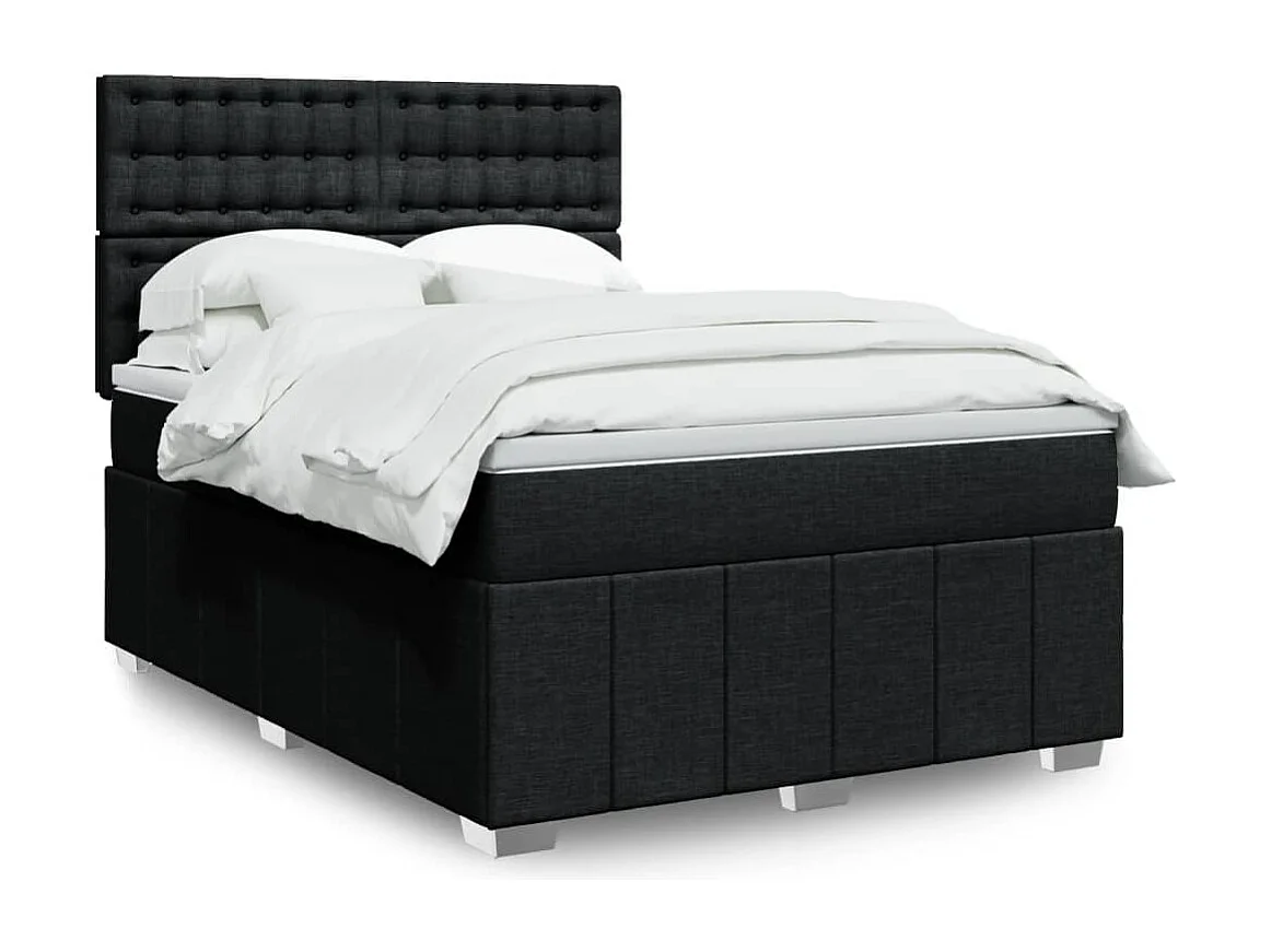 Boxspring met matras stof zwart 140x200 cm