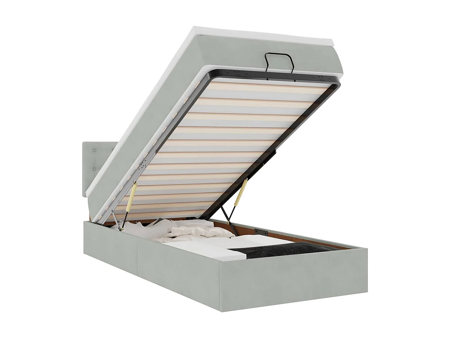 Ottoman-Bett mit Matratze Hellgrau 90x200 cm Samt