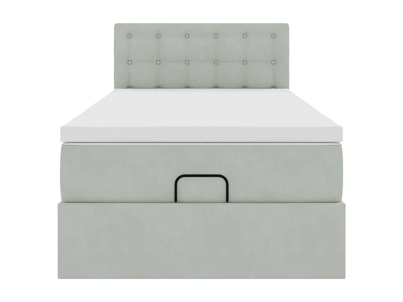 Estructura cama otomana colchón terciopelo gris claro 90x200cm