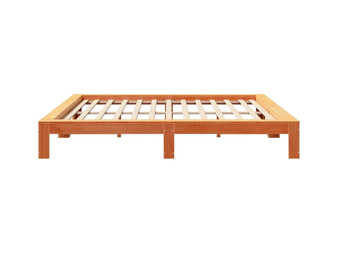 Cadre de lit sans matelas cire marron 180x200cm bois pin massif