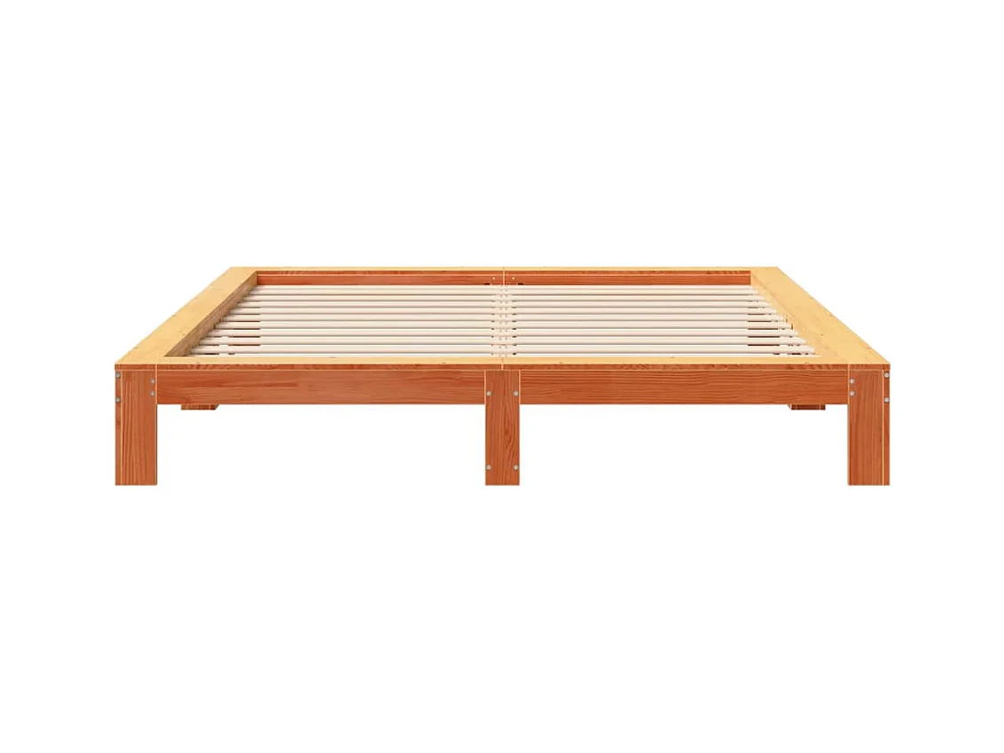 Cadre de lit sans matelas cire marron 180x200cm bois pin massif