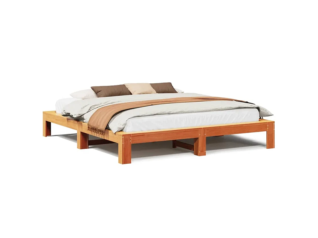 Bedframe zonder matras massief grenenhout wasbruin 180x200 cm