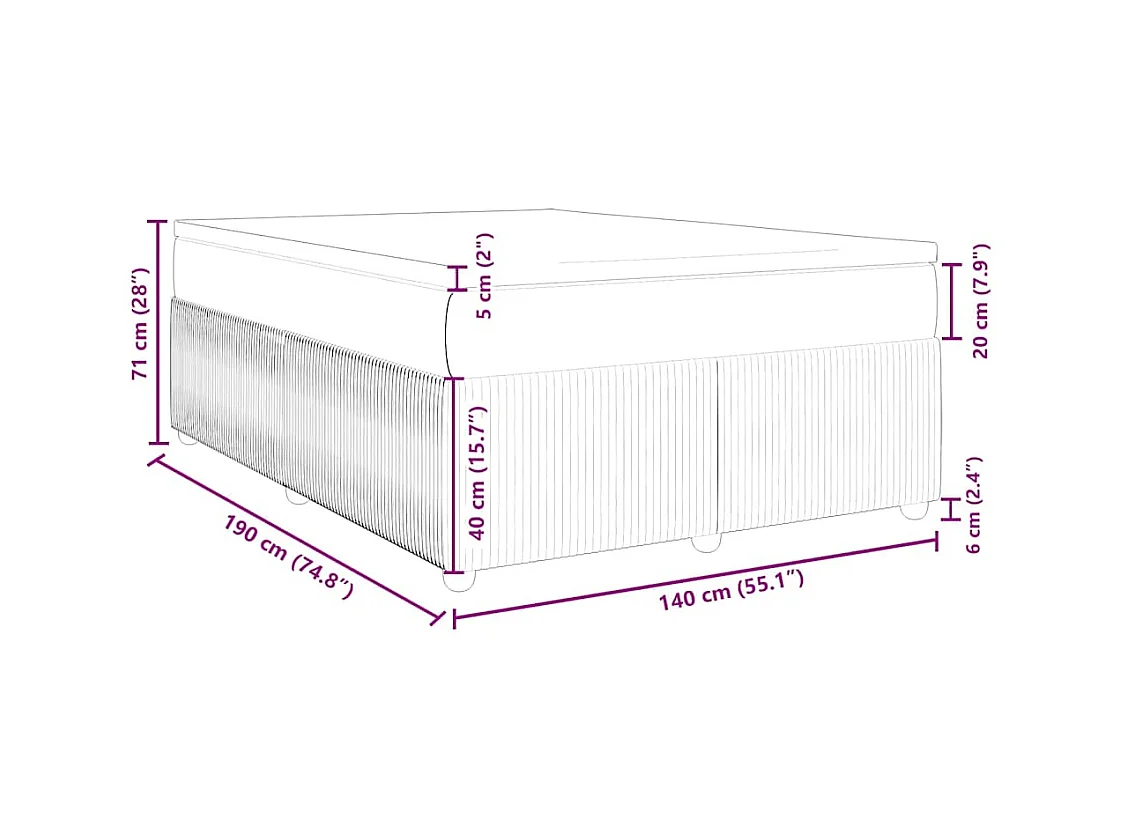 Sommier à lattes de lit avec matelas Crème 140x190 cm Tissu