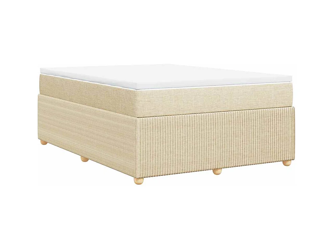 Sommier à lattes de lit avec matelas Crème 140x190 cm Tissu