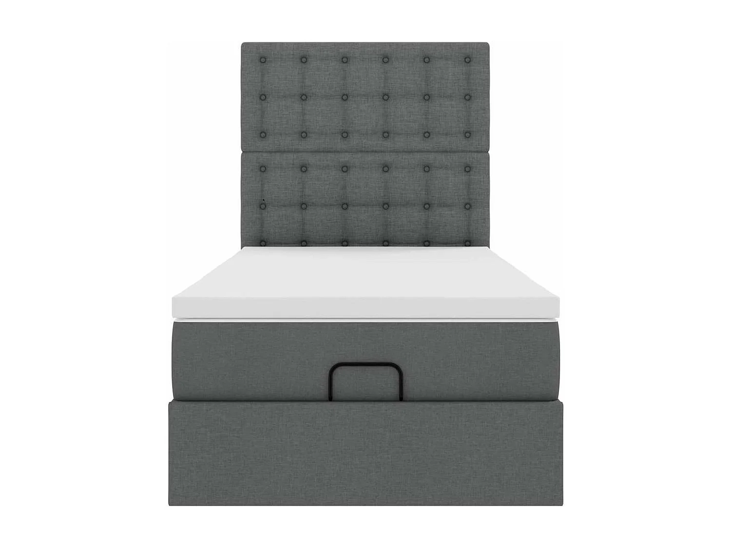 Cadre de lit ottoman avec matelas gris foncé 90x190 cm tissu