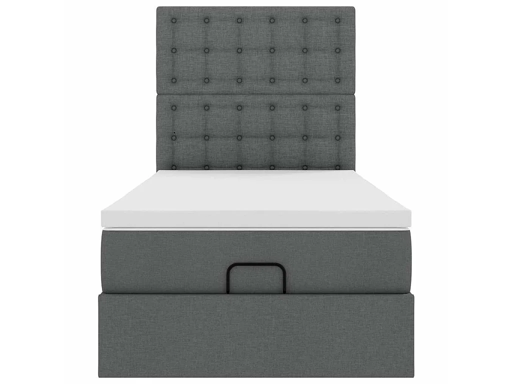 Ottoman-Bett mit Matratze Dunkelgrau 90x190 cm Stoff