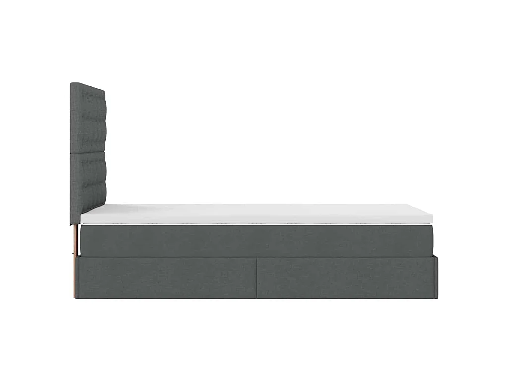 Ottoman-Bett mit Matratze Dunkelgrau 90x190 cm Stoff