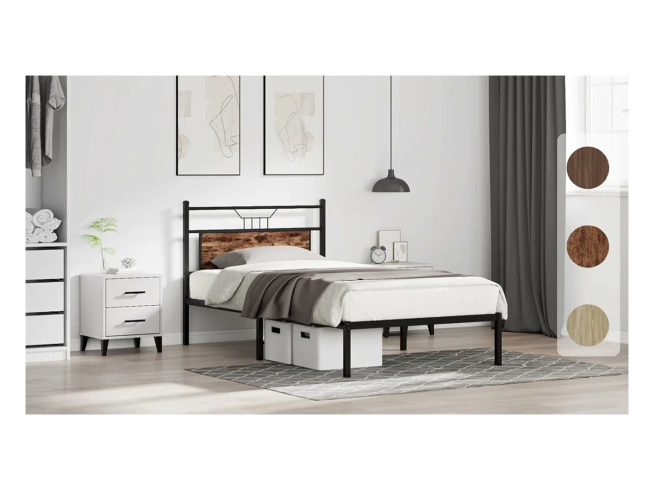 Cadre de lit sans matelas chêne fumé 140x190 cm bois ingénierie