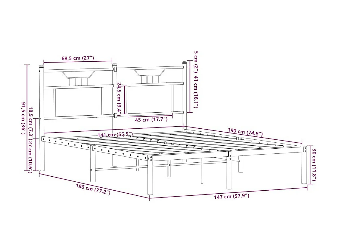 Bedframe zonder matras hout gerookt eikenkleurig 140x190 cm