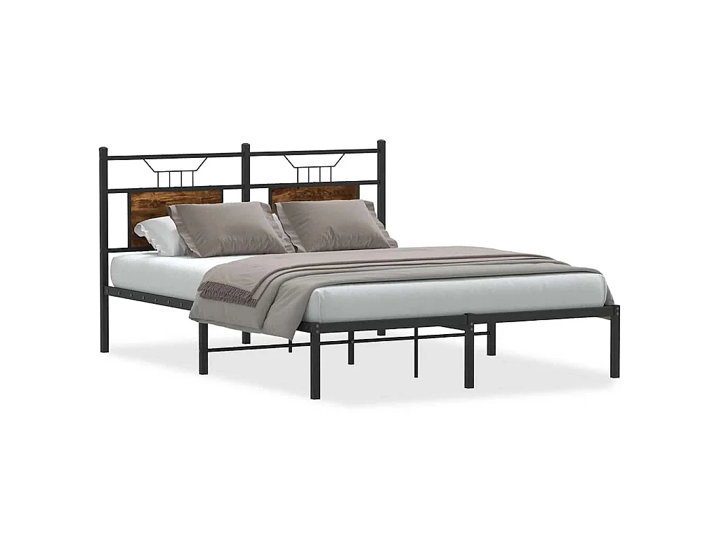 Cadre de lit sans matelas chêne fumé 140x190 cm bois ingénierie