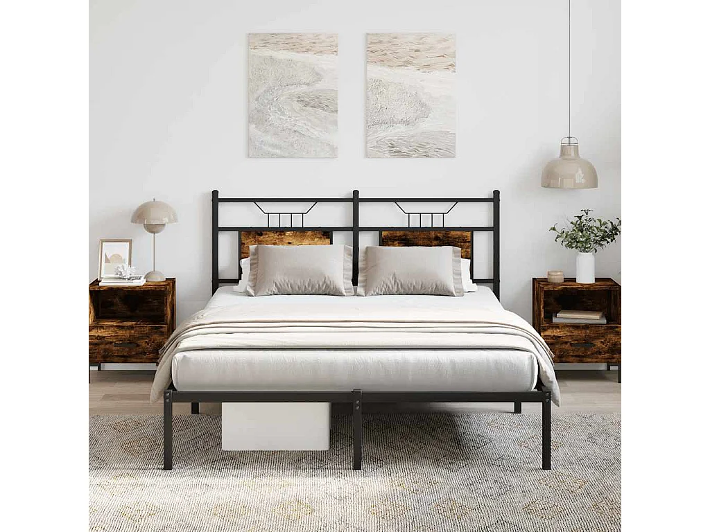 Cadre de lit sans matelas chêne fumé 140x190 cm bois ingénierie