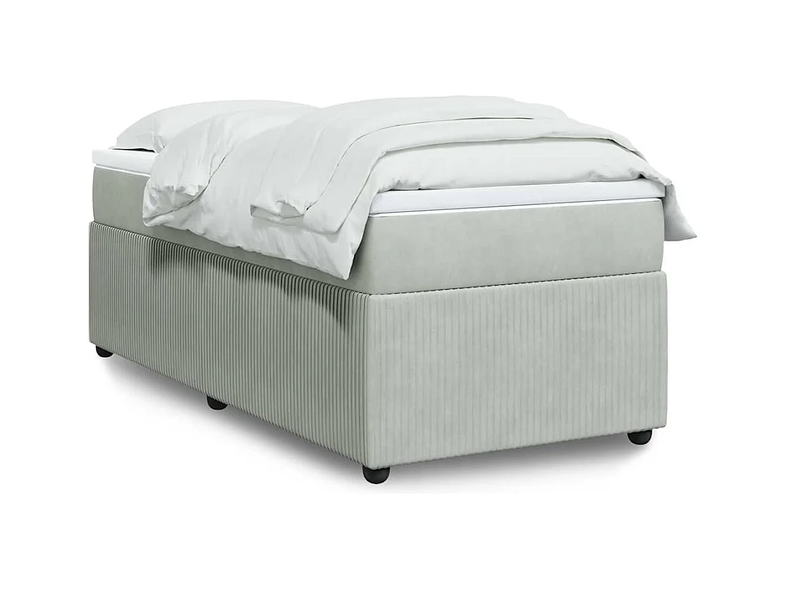 Boxspring met matras fluweel lichtgrijs 90x200 cm