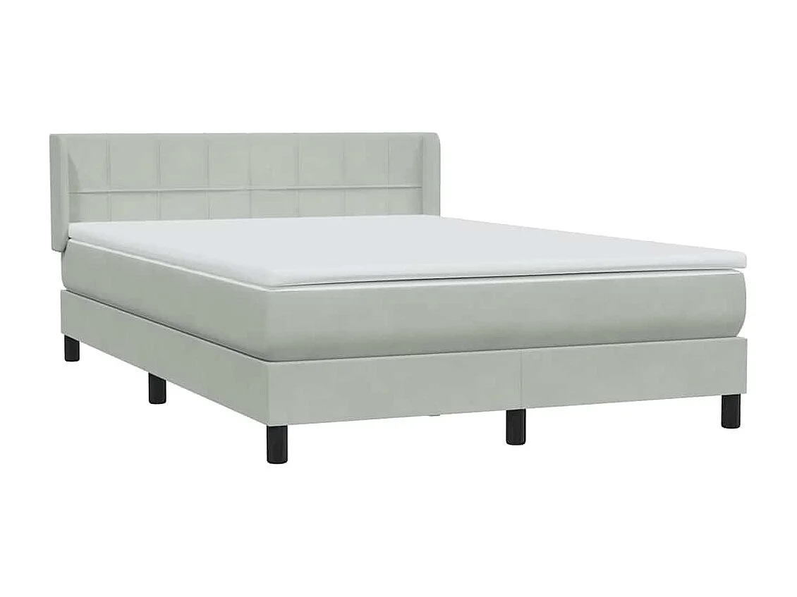 Boxspring met matras fluweel lichtgrijs 160x220 cm