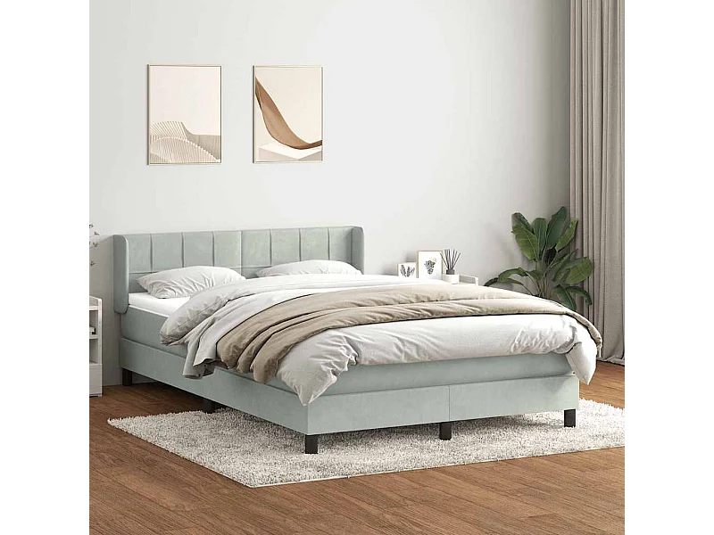 Boxspring met matras fluweel lichtgrijs 160x220 cm