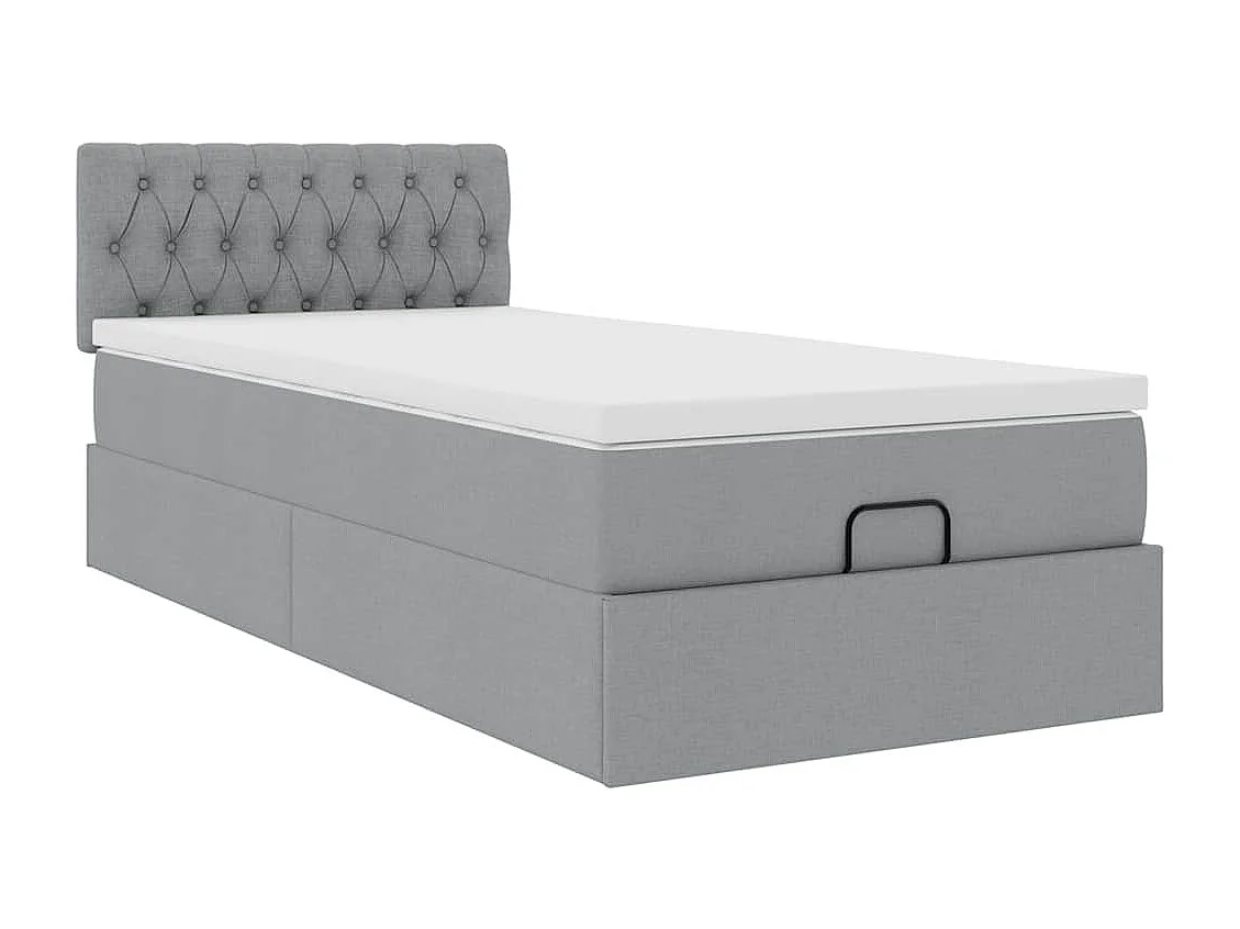 Ottoman bed met matras 90x190cm stof lichtgrijs