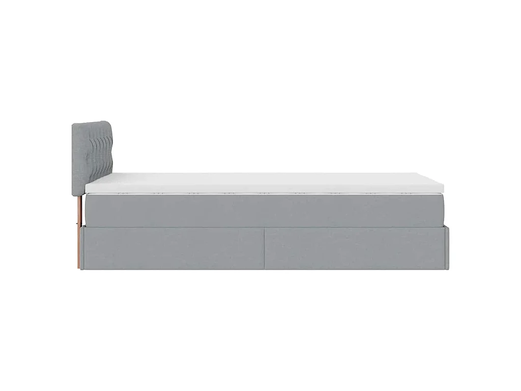 Cadre de lit ottoman et matelas gris clair 90x190 cm tissu