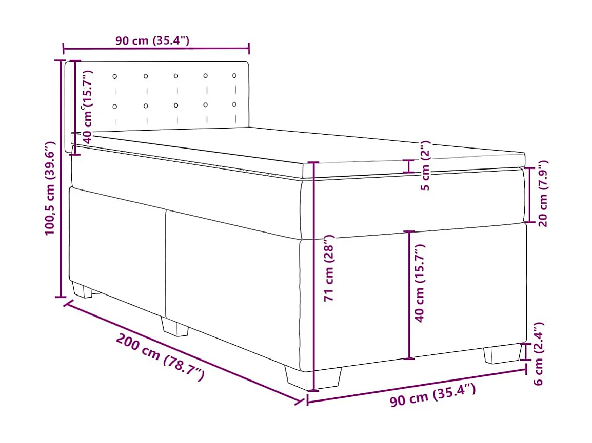 Sommier à lattes de lit avec matelas Vert foncé 90x200 cm