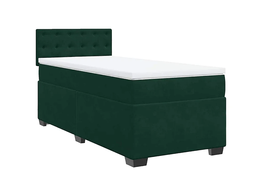 Boxspringbett mit Matratze Dunkelgrün 90x200 cm Samt