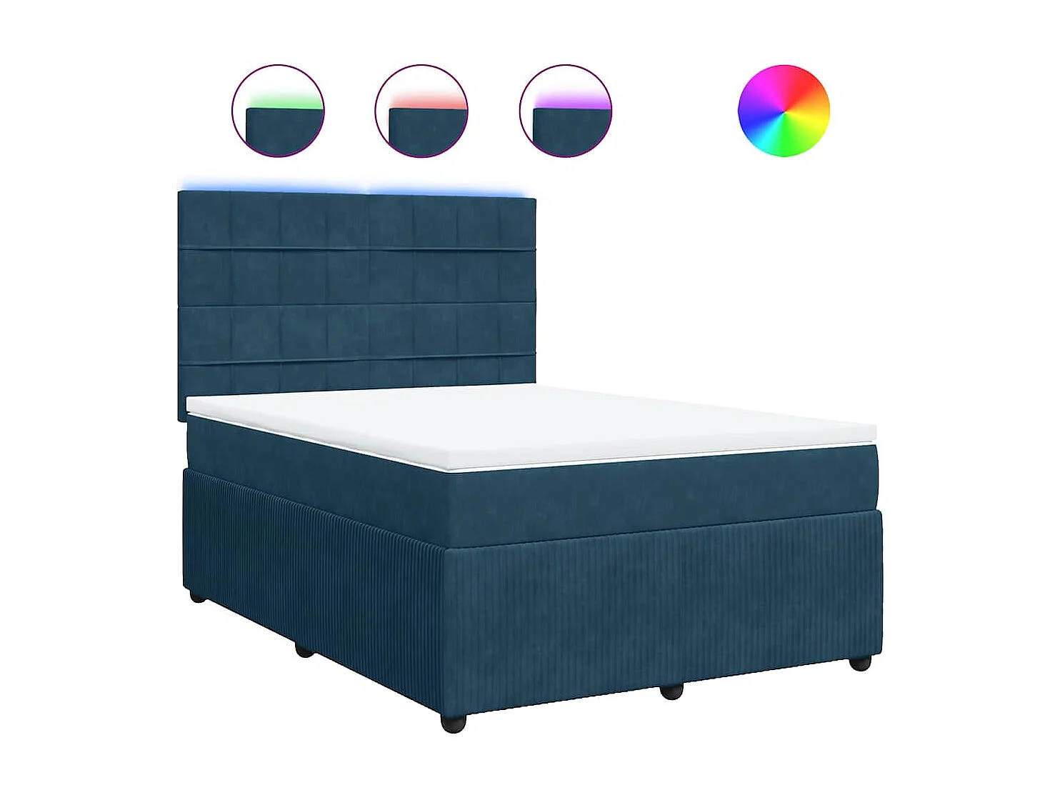 Boxspringbett mit Matratze Blau 140x200 cm Samt