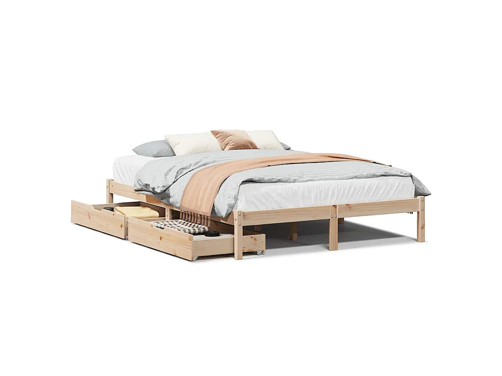 Cadre de lit sans matelas 140x190 cm bois de pin massif