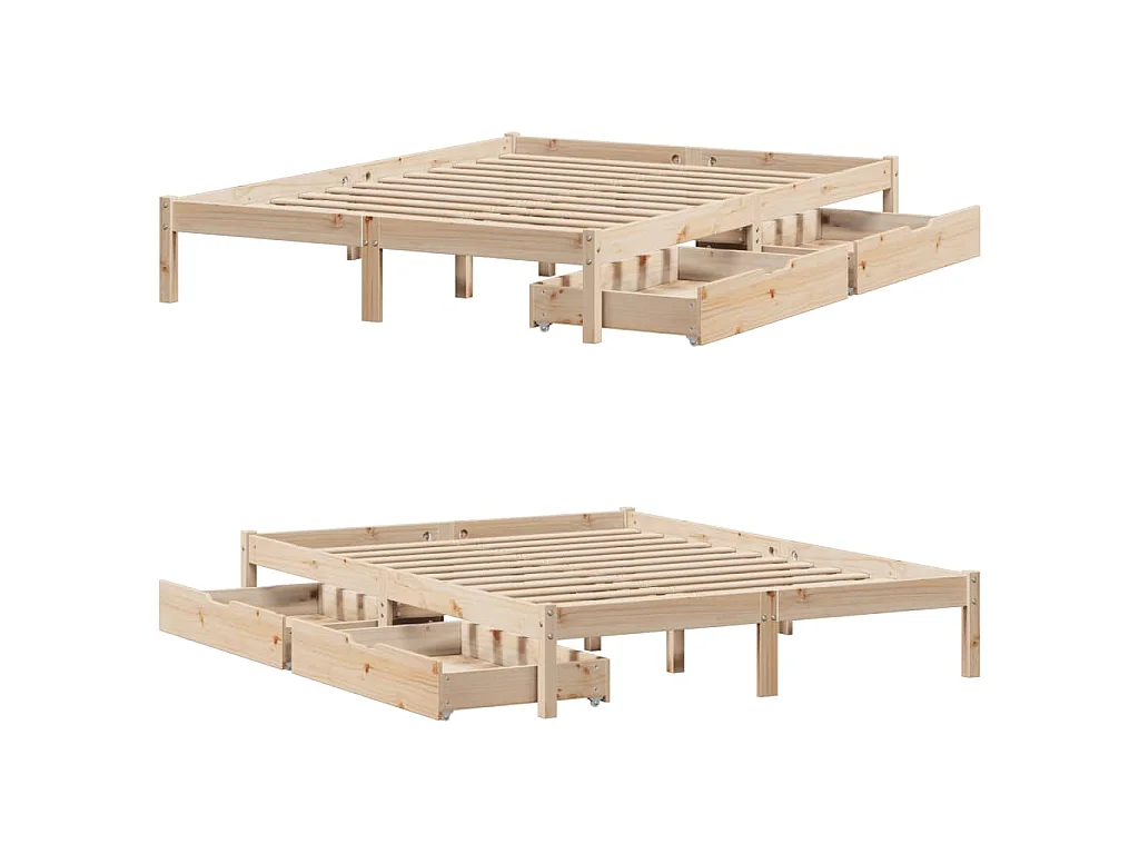 Cadre de lit sans matelas 140x190 cm bois de pin massif