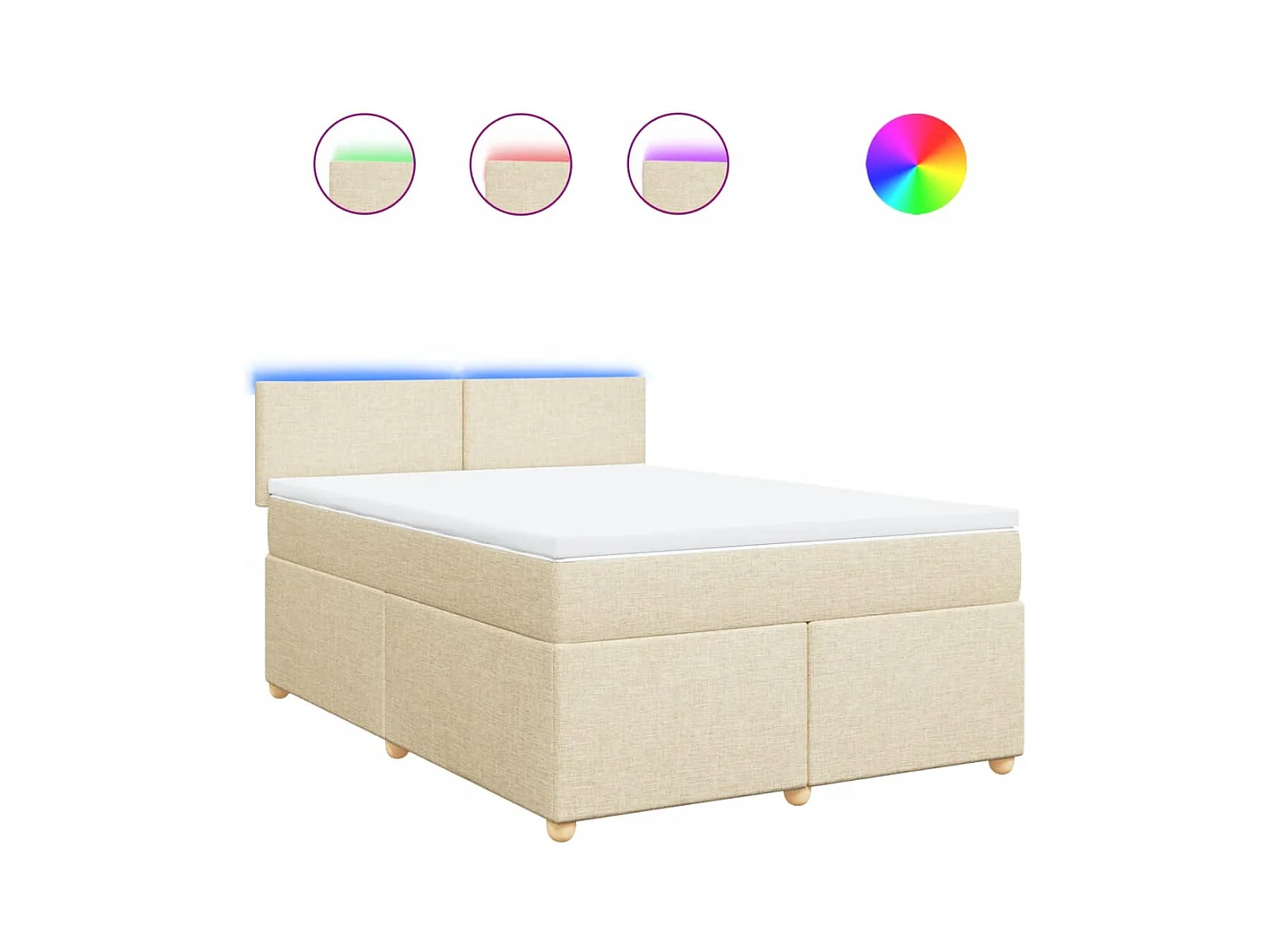 Sommier à lattes de lit avec matelas Crème 140x200 cm Tissu