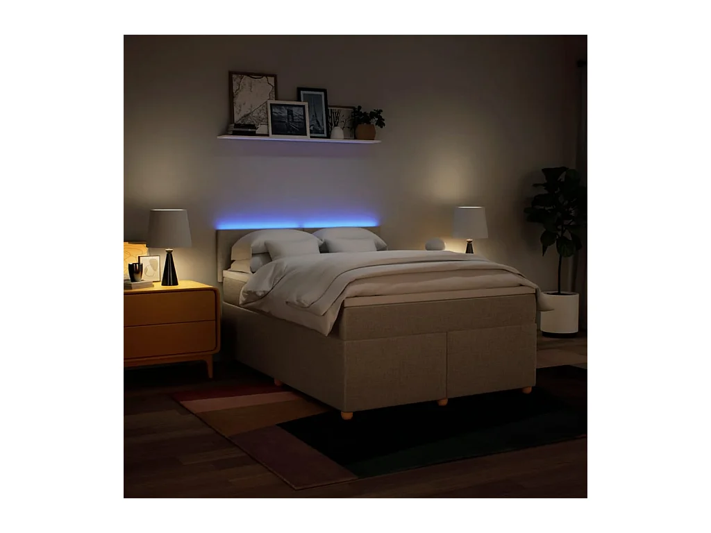 Sommier à lattes de lit avec matelas Crème 140x200 cm Tissu