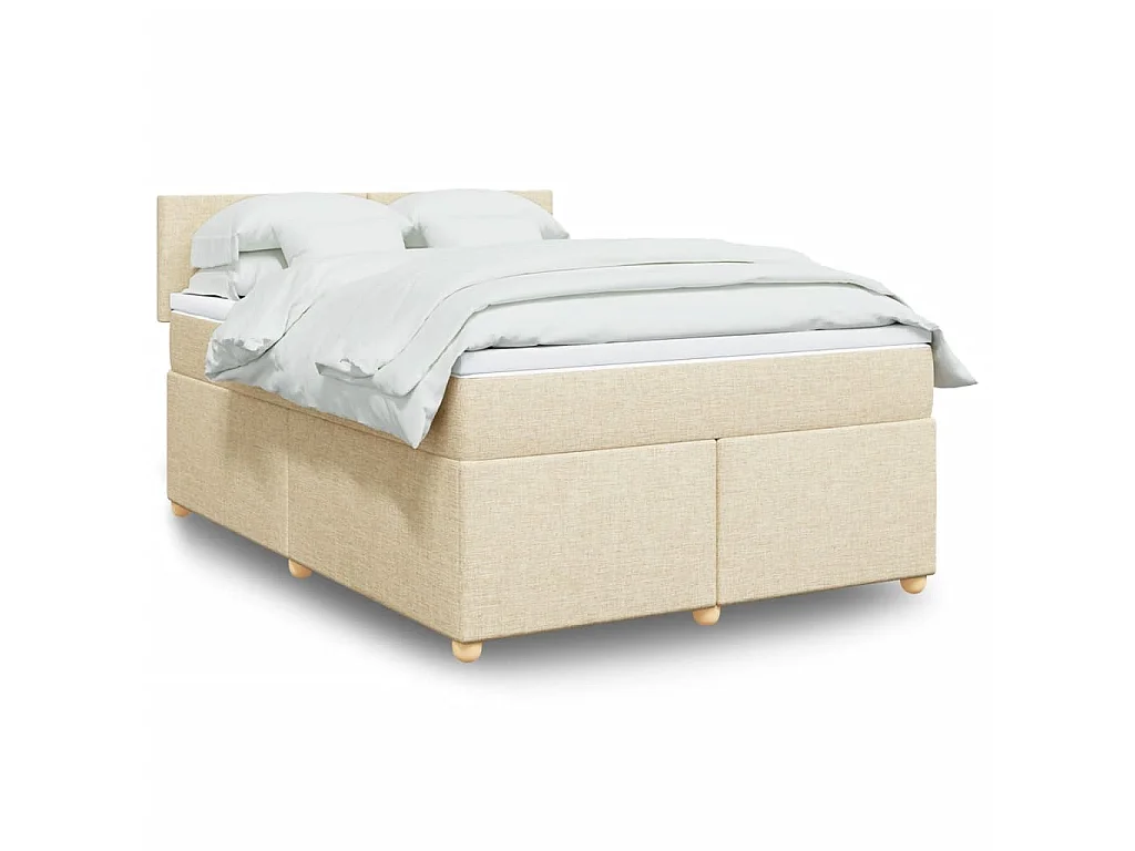 Giroletto a Molle con Materasso Crema 140x200 cm in Tessuto