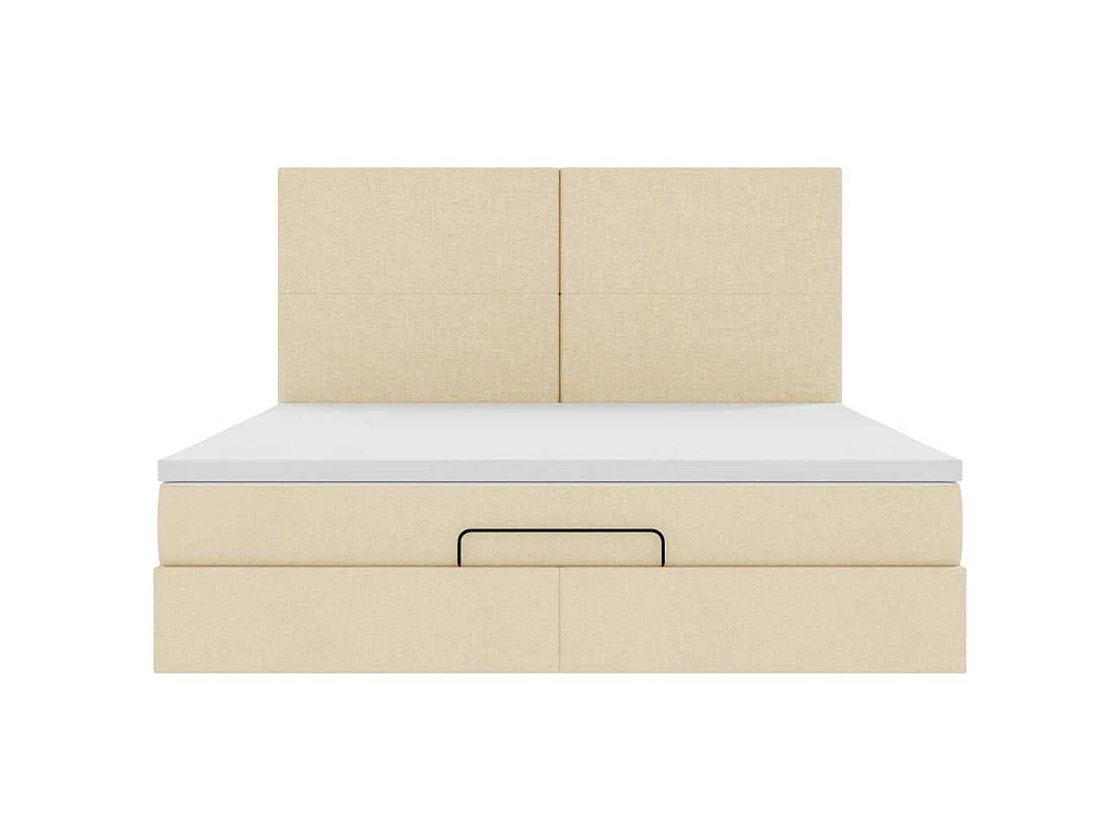 Estructura de cama otomana con colchón tela crema 160x200cm