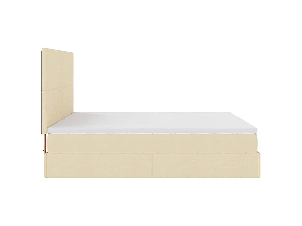 Estructura de cama otomana con colchón tela crema 160x200cm
