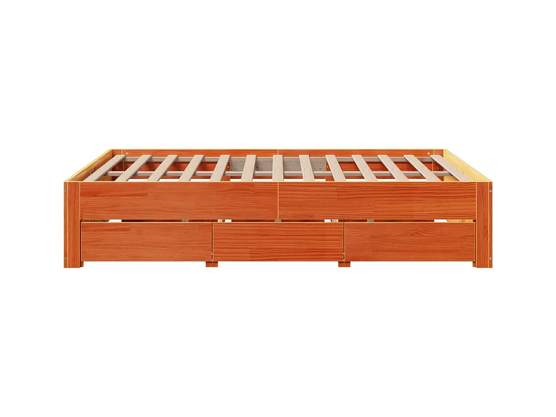 Bedframe zonder matras met lades grenenhout wasbruin 140x190 cm