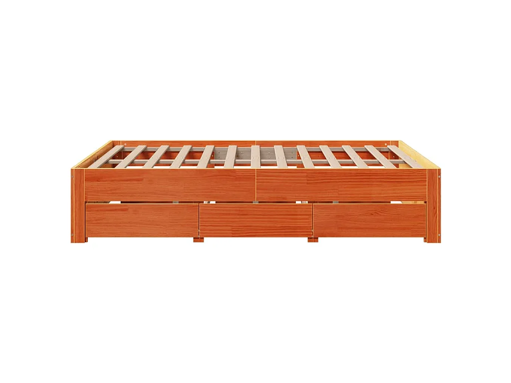Cadre de lit sans matelas avec tiroirs 140x190 cm bois de pin