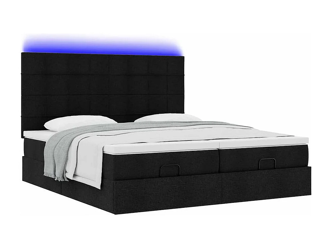 Ottoman bed met matrassen en LED's 180x200cm stof zwart