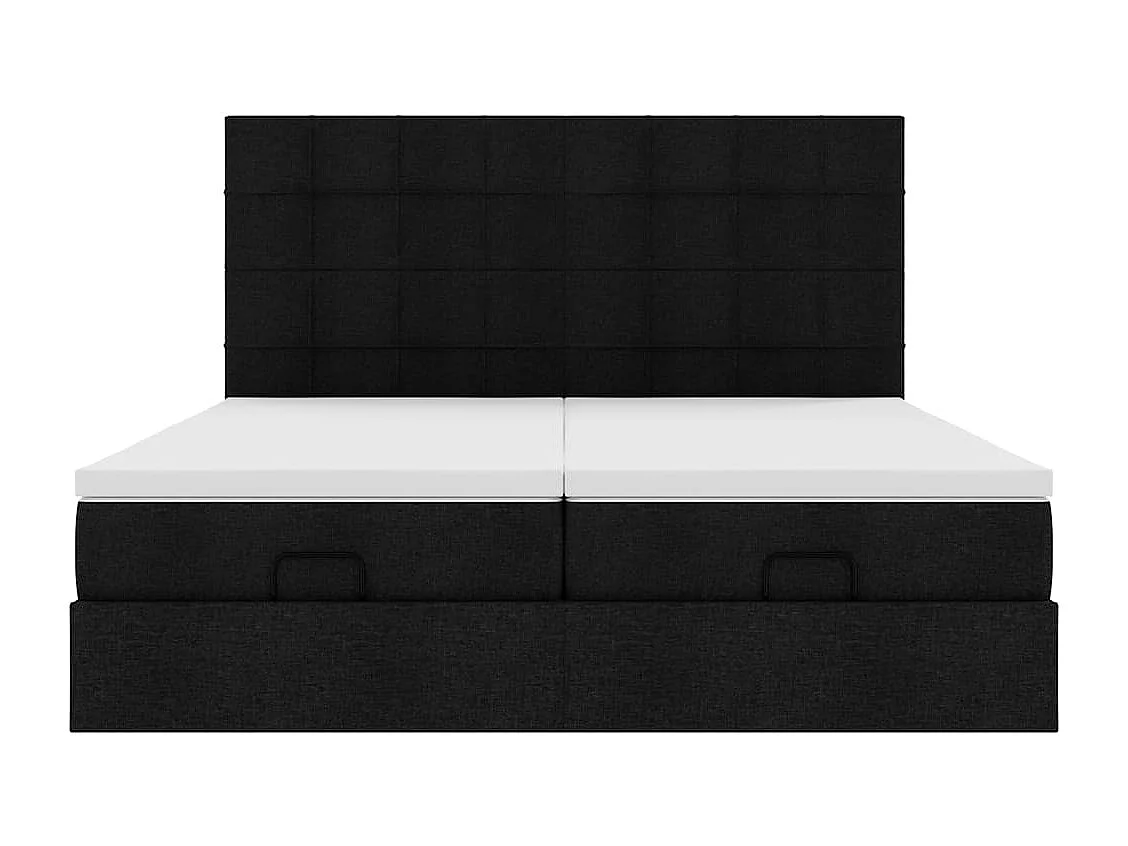Ottoman bed met matrassen en LED's 180x200cm stof zwart
