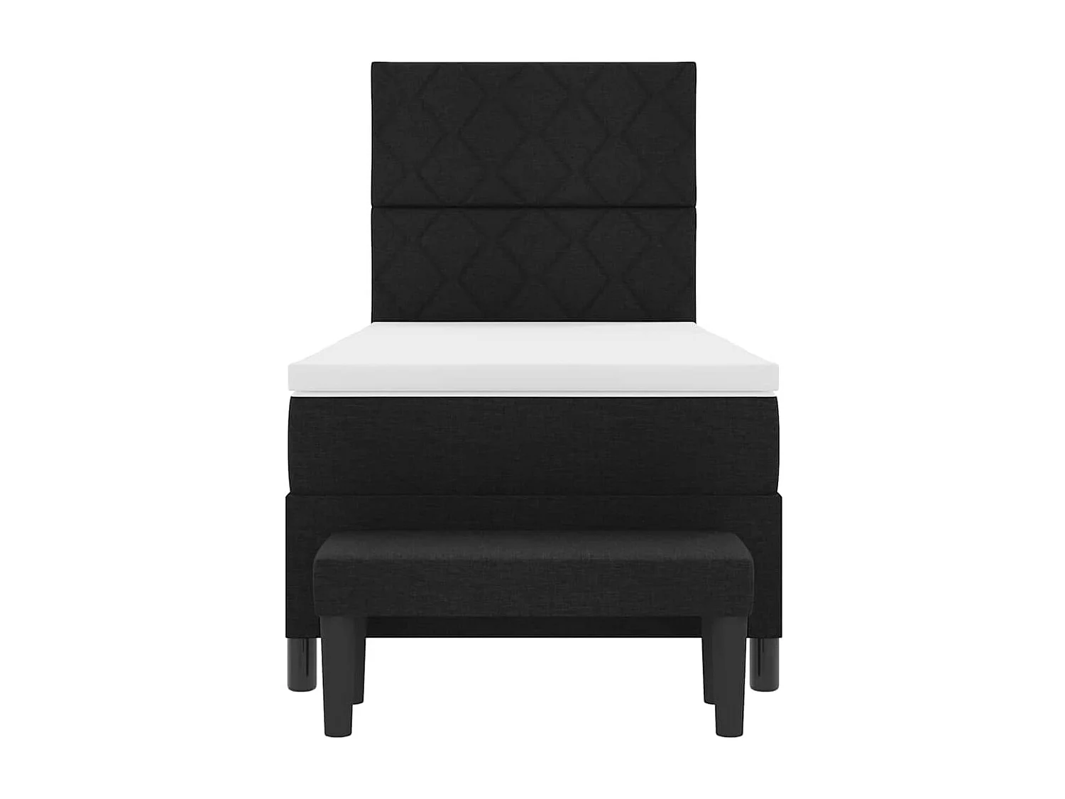 Lit à ressorts avec matelas Noir 90 x 190 cm tissu