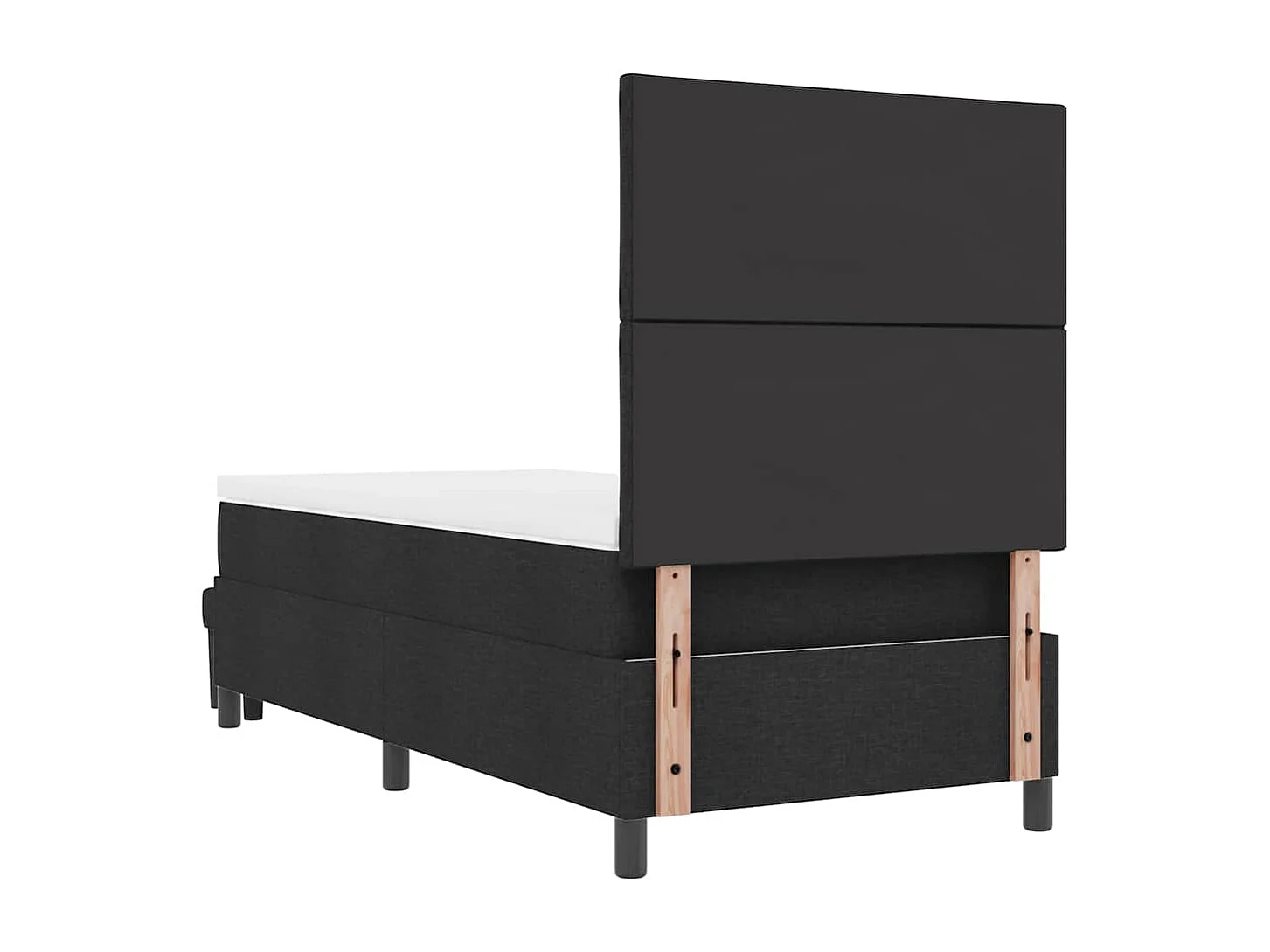 Lit à ressorts avec matelas Noir 90 x 190 cm tissu