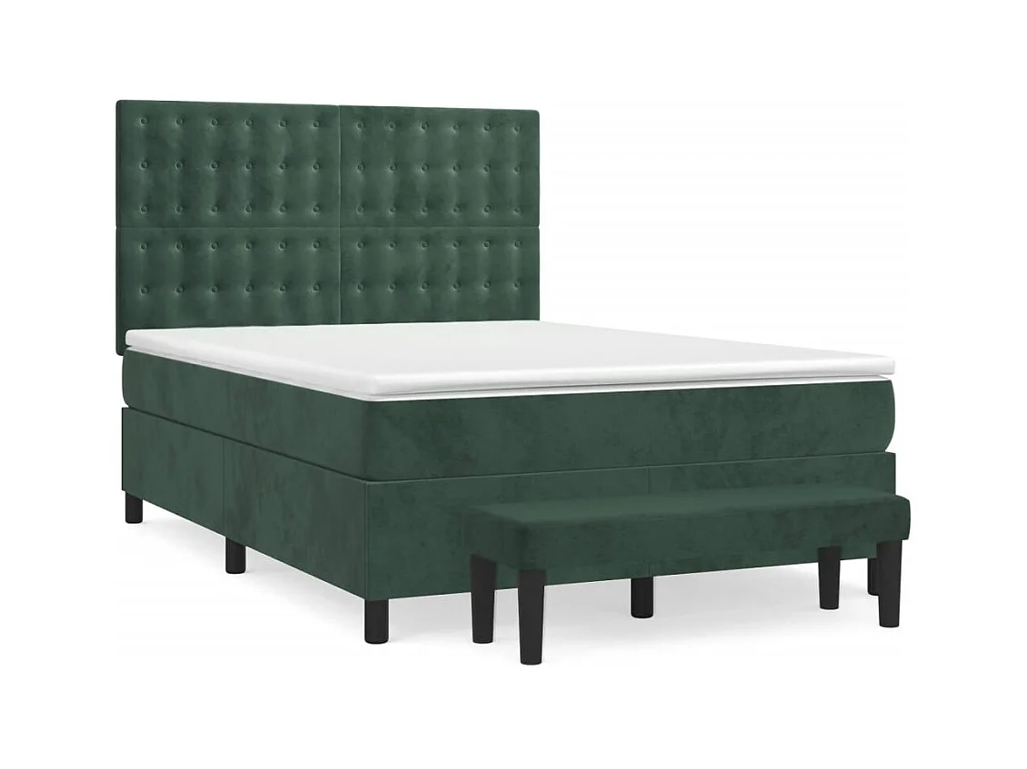 Sommier à lattes de lit et matelas Vert foncé 140x200cm Velours