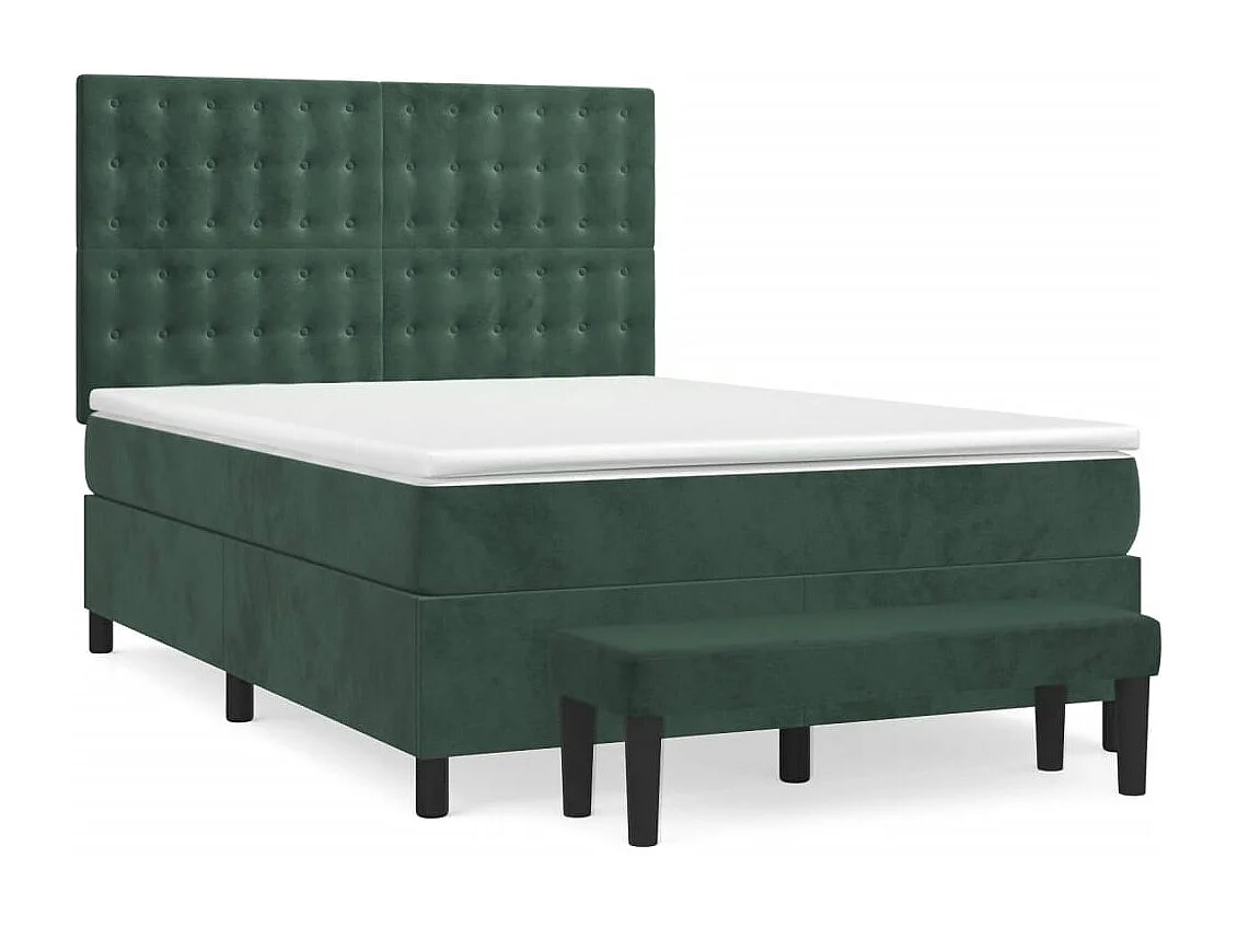 Cama com molas/colchão 140x200 cm veludo verde-escuro
