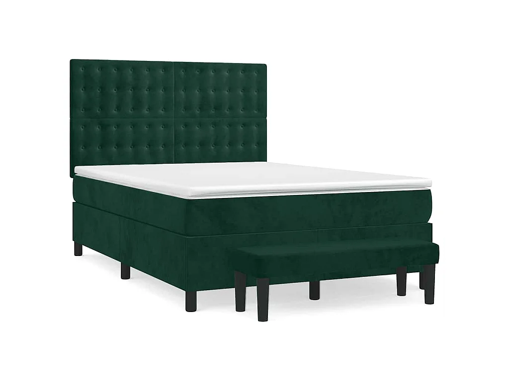 Boxspringbett mit Matratze Dunkelgrün 140x200 cm Samt