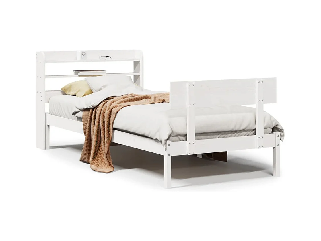 Letto senza Materasso Bianco 90x200 cm Legno Massello di Pino